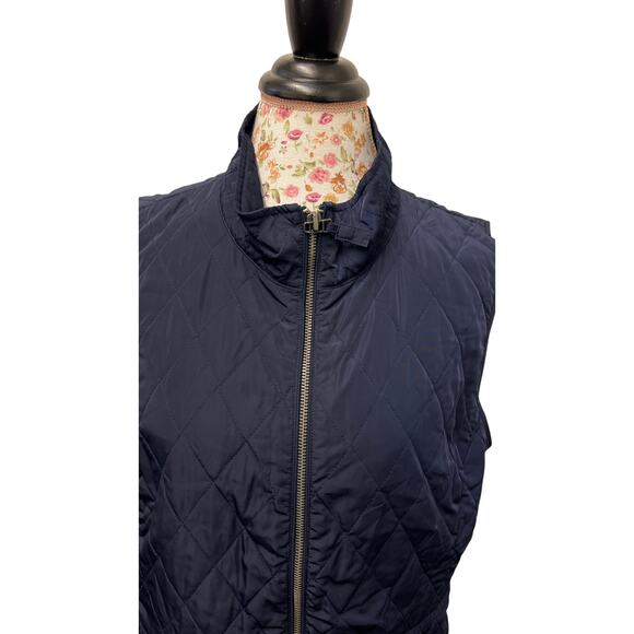💙 Talbots L Navy Quilted Zip Vest – Classic Lightweight Layer - Picture 2 of 5